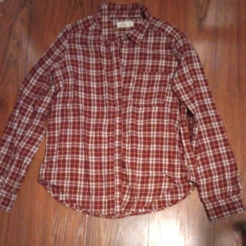 Hollister Maroon Plaid Shirt